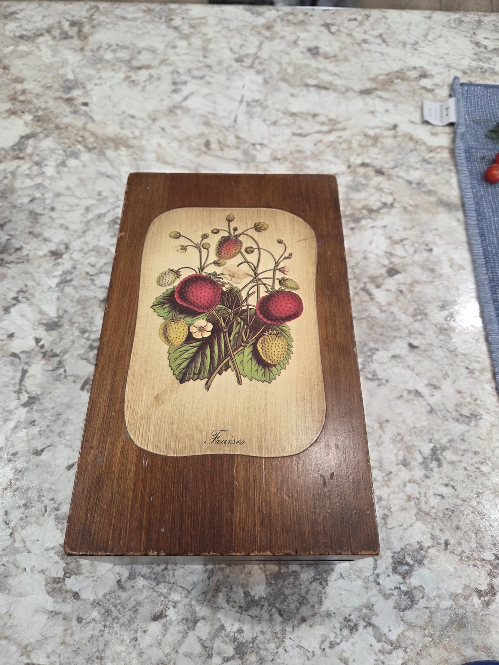 Vintage XL Wooden Fruit Art Recipe Box Handmade Painted Primitive 9x6